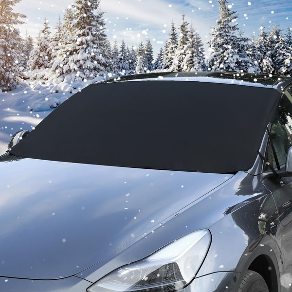 FREESOO Car Windscreen Frost Cover- Ice Window Screen Cover for Winter- Car Snow Cover- Car Windshield Ice Cover- Front Window Protector- Windshield Cover 160x110CM