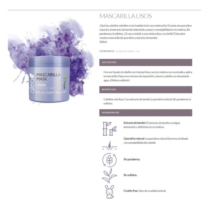 Mascarilla Cabello Lacio Antifrizz Alea 400ml
