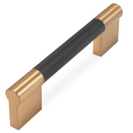 BUKOBYHE 10 Pack 3.75Inch Black and Champagne Bronze Kitchen Cabinet Handles Knurled Cabinet Pulls Black Drawer Pulls Kitchen Hardware