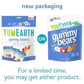 YumEarth Organic Fruit Flavored Gummy Bears, 10- .7oz. Snack Packs, Allergy Friendly, Gluten Free, Non-GMO, No Artificial Flavors or Dyes, Assorted