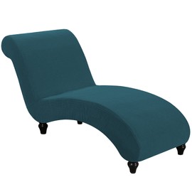 FantasDecor Chaise Lounge Cover Stretch Armless Chair Slipcover for Living Room Indoor Bedroom Soft Jacquard Fabric Machine Washable, Deep Teal