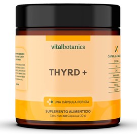 THYRD + con Magnesio, Potasio, Selenio, Yodo, Zinc, Ajo y Cúrcuma. Con 60 capsulas de 500mg (2 meses). VitalBotanics. Suplemento Multivitamínico para Hombre y Mujer. Libre de Gluten y Aditivos.