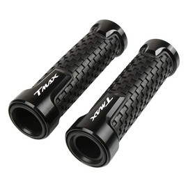 22 mm 7/8 Inch Motorcycle Handlebar Grips Universal CNC Aluminium Non-Slip Rubbers for T-MAX 500 Tmax530 Tmax560 2010-2022 (Black)