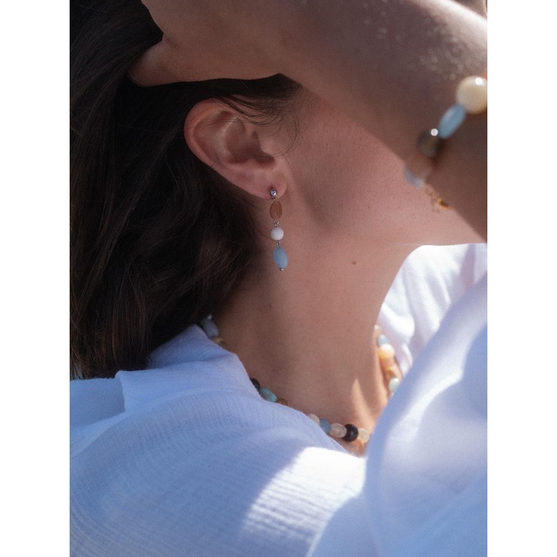 Purelei® Sunrise Earrings - Aquamarine, Sunstone & Albit - Stainless