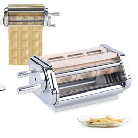 Ravioli Maker Kit, Electric Pasta Maker Kit,Mini Pasta Roller Cutter For Stand Mixer, Attachment Wonton Making Machine Stainless Steel for Kitchen Aid Stand Mixer Silver