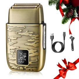 3-speed Vintage Design Electric Rechargeable Shaver, Double Foil Usb Charging Electric Razor, Waterproof Comfort Body Shaver for Men, Body Trimmer for Men, Manscaped Shaver, Shaver for Men, Christmas Gift