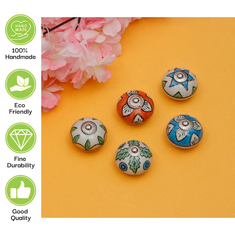 Shyamvun Cabinet Knobs Boho Grey Ceramic Dresser Pull Handle Kitchen