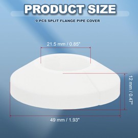 PATIKIL 21,5 mm Abdeckplatten für installationen, 9 Stück Wand-Split-Flanschrohrabdeckung Dekoration Flansch Wasserrohrabdeckung Dekoration PP-Kunststoff, Weiß