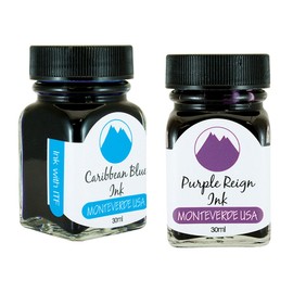 Monteverde 60ml Core Fountain Pen Ink Bottle (30ml Caribbean Blue Ink Bottle G309CU, 30ml Purple Reign Ink Bottle G309PR)