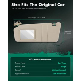 SCITOO Car Sun Visor Assbembly with Mirror Replacement for 2007-2011 for Toyota for Camry Beige Without Sunroof(Left Driver Side)