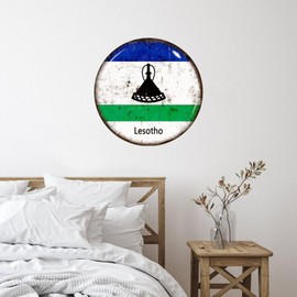 Lesotho Notebook Wall Decoration Lettering Wall Stickers International Flag Bunting Banner Self-Adhesive Home Decals for Suitcase Garage Kitchen Trucks Vinyl 18in