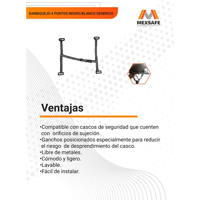 Barboquejo de 4 Puntos para Casco de Seguridad Industrial Paq