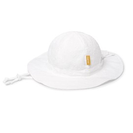 Baby Girl Sun Hat with UPF 50+ Outdoor Adjustable Toddler Beach Hat with Wide Brim Bucket Hats for Kids 6-24 Months Beige White