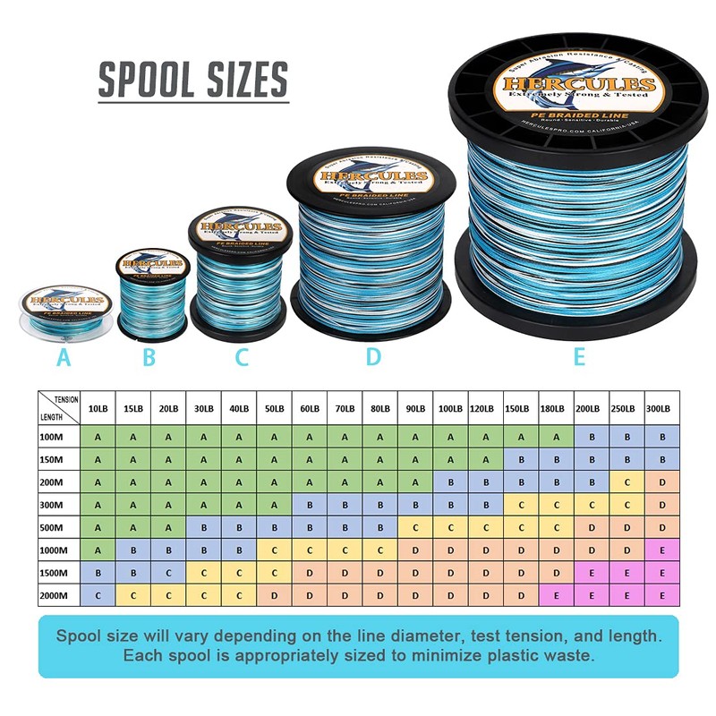 Hercules Super Cast 100 m - 2000 m Yards Braided
