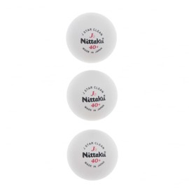 Nittaku NB1760 Table Tennis Balls, J Star Clean, Pack of 3 (White/FF)