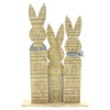 FRANK FLECHTWAREN Easter Decoration, Rabbit Trio, Chequered Look, Wood, Textile,