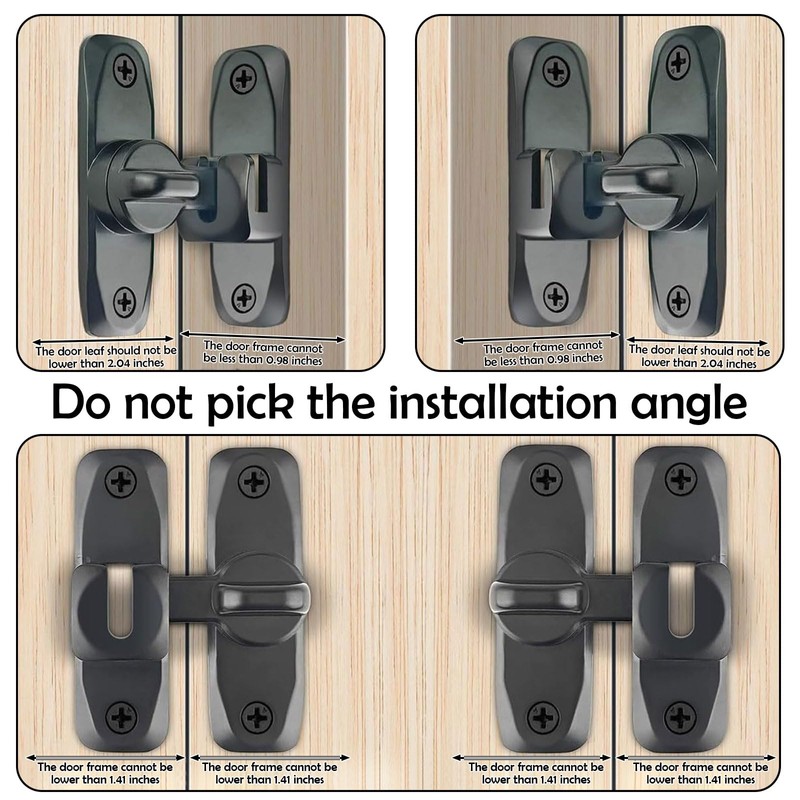 PASDUCHAS 2 PCS Thickened 90/180 Degree Sliding Barn Door Lock,