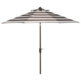 Safavieh PAT8104D Outdoor Iris Fashion Line Grey and White 11-Foot Round UV Protected Umbrella