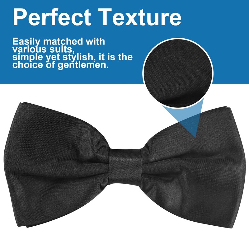 EASYKEENECOM Black Self Tie Bow Ties for Men Self Tie