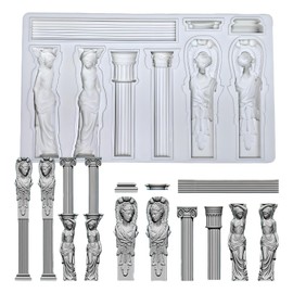 Juego de moldes de silicona de columna griega, moldes de escultura de arquitectura clásica, pilares romanos y diseño de diosa para decoración de pasteles, manualidades de resina