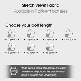 Pico Textiles 1 Yard - Red Stretch Velvet Fabric - Sold by The Yard - Variety of Colors - Ideal for Sewing Apparel, Dresses, Skirts, Costume and Craft