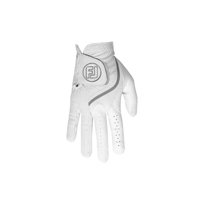 FootJoy Cyflex Men's Golf Gloves, White/Gray, 9.1 inches (23 cm),
