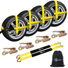 trekassy 4 Pack Car Tie Down Straps Axle Straps for Trailers Heavy Duty with Snap Hooks