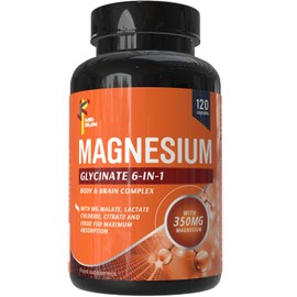 Magnesium Glycinate 6-in-1 Supplement for Body & Brain, 120 Capsules