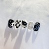 2+1 Event Black Horizontal Cat Checkerboard Nail - Coffin (Long)