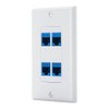 4 Port Cat6 Ethernet Female to Female Decorative Wall Plate in White