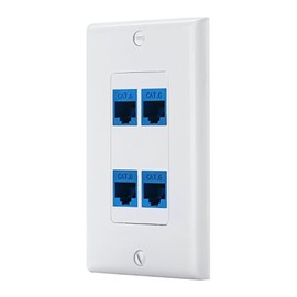4 Port Cat6 Ethernet Female to Female Decorative Wall Plate in White