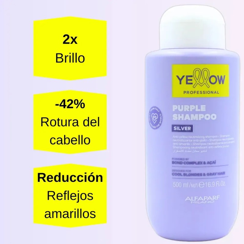 Shampoo Anti-amarillo Silver Yellow Rubio Frios Grises 500ml