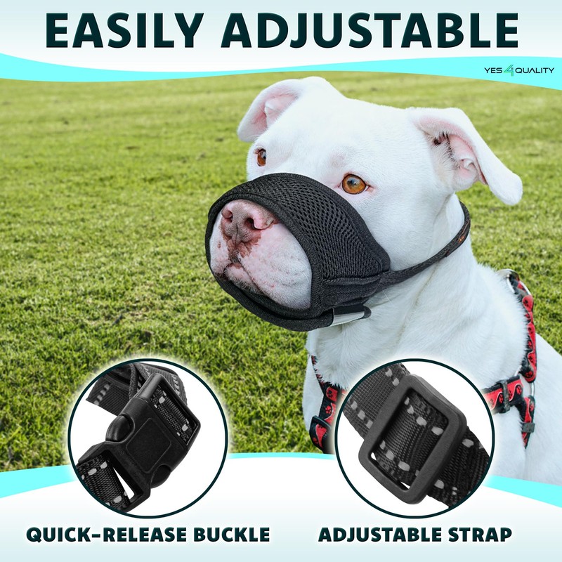 Yes4Quality Dog Muzzle (Medium), Soft & Breathable Mesh Muzzle for