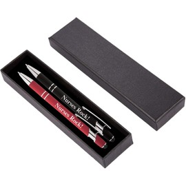 "Nurses Rock!" Pens Gift Set - 2 Pack of Metal Soft-Touch Pens w/gift box - 2 in 1 Combo Pen for Your Favorite Nurse (Red - Black)