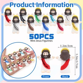 Yelakey Little Mini Jesus Figures Gold Bless You,50pcs Small Jesus Figurines in Bulk for Hide and Seek, Religious Party Favors, Baptism Gift, Easter Egg Stuffers