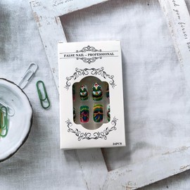 Mardi Gras Press on Nails Medium Square Fake Nails Colorful Masks Design False Nails Glossy Full Cover Abstract Mask Acrylic Nails Carnival Stick on Nails for Women Party Manicure Decorations