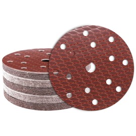GEOGIEEW 50PCS 150mm Sanding Discs Pads, 6 Inch 15 Hole Hook and Loop 400 Grits Sandpaper for Wood for Random Orbital Sander