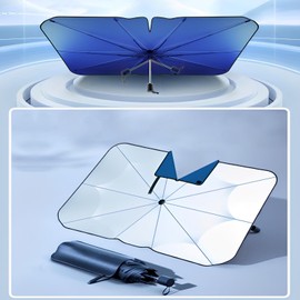 Sonnenschutz Auto Frontscheibe, TFSZE UV-Schutz Sonnenschirm Wärmeisolierter Zugringgriff Windschutzscheibe Innen Schnelles Entfalten und Falten, Sonnenblende für die meisten Autos SUV MPV LKW