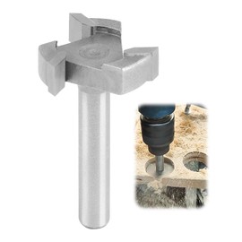 1/4 Inch CNC Spoilboard Surfacing Router Bit,3-Wing Shank Slab Flattening Planing Bits T Type 1'' Cutting Diameter Carbide Wood Milling Cutter Planer Bit Woodworking Router for Trimming Machines