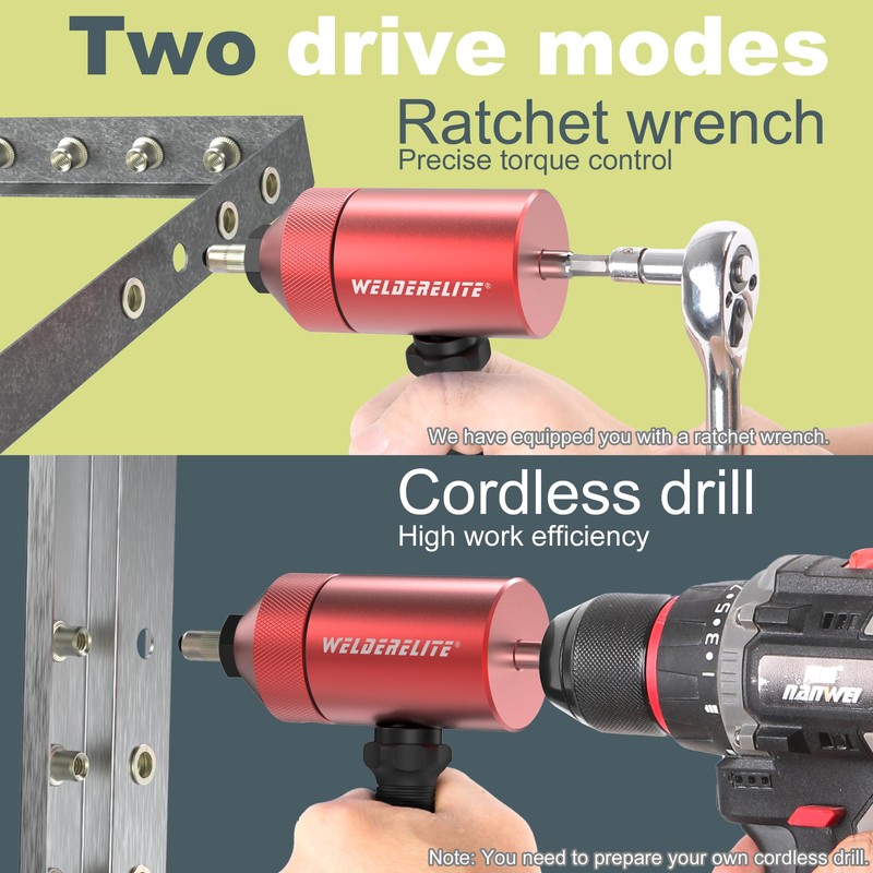 WelderElite Rivet Nut Drill Adapter Kit - Dual Drive Modes: