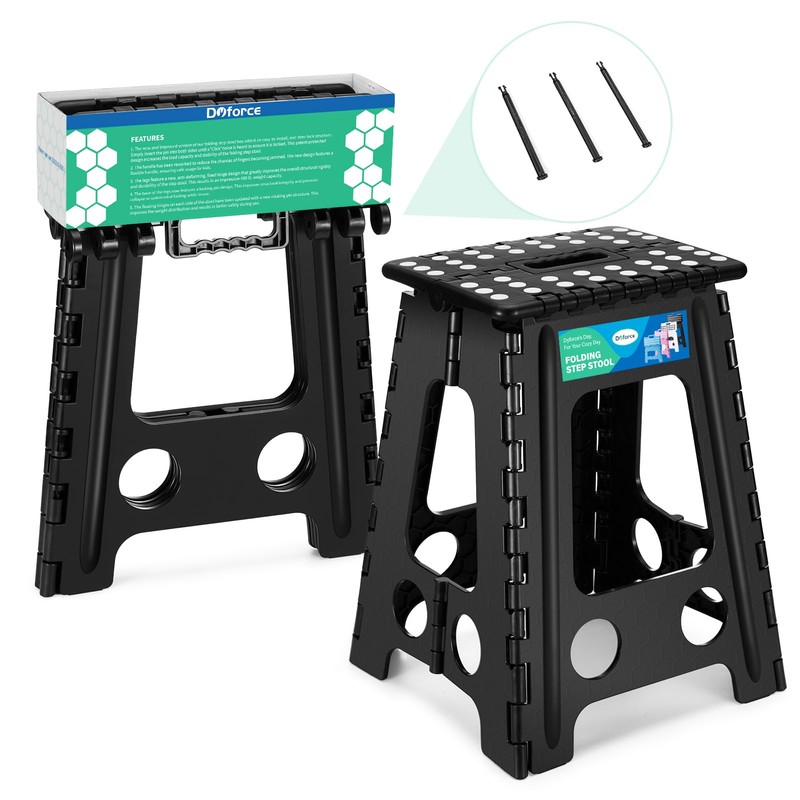 Dyforce 17.5 Inch Folding Step Stool 400lbs Capacity Sturdy Plastic