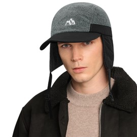 Clakllie Men's Aviator Hat Trapper Hat Windproof Winter Hat with Ear Flaps Baseball Cap Bomber Hat Russian Hat for Skiing, Ice Skating and Other Outdoor Activities, DOTP3-Black