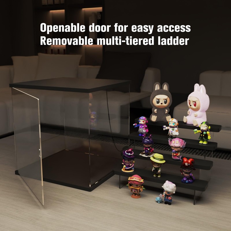 Nynelly Acrylic Lighted Display Case for Collectibles, 5 Tier Figure