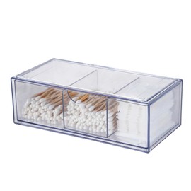 1PCS Acryl Schubladen Organizer, Transparentes Wattestäbchen Behälter, Stapelbar Aufbewahrungsbox mit Schubladen, Make Up Organizer für Schminktisch Badezimmer Wattepads