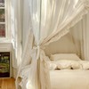 Mengersi Linen Canopy Bed Curtains,Bed Canopy Curtains 4 Corner Bed
