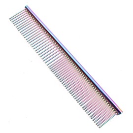 Professional Metal Hair Comb, Rainbow Iridescent Finish, Wide-Tooth Styling Tool