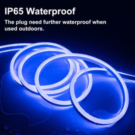 SURNIE 50ft LED Neon Rope Lights - 110V Flex Blue Neon Light Outdoor Waterproof - DIY Neon Strip Lights for Bedroom, Flexible Cuttable Connectable Indoor Outdoor, Commercial Building Use