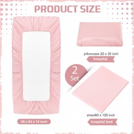 Moukeren 6 Pcs Hospital Bed Sheet Set Fitted Hospital Bed Sheets for Home and Hospital Bed Extra Long Sheet for Hospital Bed Included Sheet and Pillow Case (Pink)