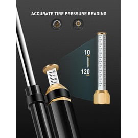 Heavy Duty Tire Inflator with Pressure Gauge, 16.5 Inch Extended Dual Head Air Chuck with Pressure Gauge, 10-120 PSI, Semi Truck Tire Chuck for Rv Car Air Compressor Accessories