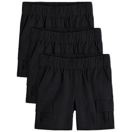 OHD 3 Pack Toddler Boy Uniform Shorts, School Uniforms for Boys Cargo Jogger Shorts Boys Clothes Shorts Summer Classic Fit Black, 5T